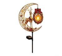 Lampada solare in resina a forma di luna, 25 cm, resistente alle intemperie | Ricarica automatica dal sole, LED bianco caldo, ad alta efficienza energetica, sensore dal tramonto all'alba