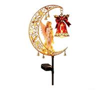 Lampada solare in resina a forma di luna, 25 cm, resistente alle intemperie | Ricarica automatica dal sole, LED bianco caldo, ad alta efficienza energetica, sensore dal tramonto all'alba