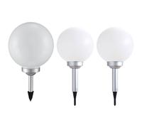 Lampada solare, lampada a sfera, lampada da giardino, lampada a sfera, lampada da sentiero, picchetto da terra, IP44, resistente alle intemperie, batteria ricaricabile, bianco-argento, 4 LED bianco ca