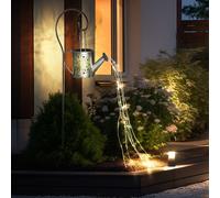 Lampada Solare Lampada a Spiedo Esterni LED Annaffiatoio Argento Chiodi Giardino