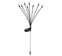 Lampada solare lampada da esterno lampada da giardino lampada da innesto con luce decorativa con cambio colore RGB, acciaio inossidabile, plastica nera, batteria, 8x LED RGB 0,06 W, H 70 cm