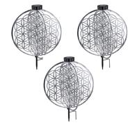 Lampada solare lampada da giardino con luce decorativa orientale Fiore della Vita, lampada solare solare per esterni, metallo, picchetto, 1x LED, LxPxA 40x40x51 cm, set da 3