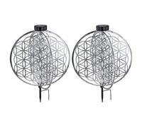 Lampada solare lampada da giardino con luce decorativa orientale Fiore della Vita, lampada solare solare per esterni, metallo, picchetto, 1x LED, LxPxA 40x40x51 cm, set da 2