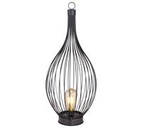 Lampada solare, lampada da terra, lampada laterale, lampada da esterno, lampada da terrazza, balcone, IP44, barre metalliche piegate, ambra nera, 1x LED bianco caldo, DxH 25x57 cm