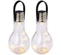 Lampada solare lampada solare da giardino lampada a sospensione luce decorativa terrazza, IP44 batteria ricaricabile, acciaio inox vetro trasparente, LED bianco caldo, DxH 9x17,5cm, set di 2