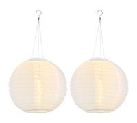 Lampada solare lanterna da esterno Lampada a LED a sospensione da giardino luce bianca per matrimonio festa lanterna da giardino decorazione, acciaio inox plastica, bianco caldo, DxH 30x 55 cm, set di