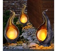 Lampada Solare LED Argento Oro Per Giardino Terrazza Sfera 3x