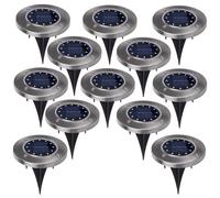 Maclean MCE318 Faretto solare a LED con Picchetto 12 LED SMD bianco neutro 4000K 0,7 W Lampada solare perSsegnapasso da esterno Luci da giardino IP44 (12x pezzi)