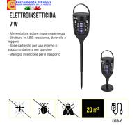 LAMPADA Solare Led Trappola Elettrica Anti Zanzare Killer Giardino Tavolo x 20m²