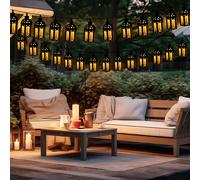 Lucine luci solari da esterno Lampada solare a LED Lampada da giardino decorativa a forma di lanterna, plastica nera, 20x LED bianco caldo, L 200 cm