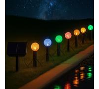 Lampada Solare Luce con Picchetto Catena Luci RGB Cambia IP44 Batteria LED Lungo