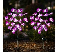 Lampada Solare Luce con Picchetto da Giardino Orchidea Batteria LED H 75 CM 2er [EEK: Non valutato]