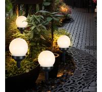 Lampada Solare Luce con Picchetto Esterni LED Chiodi Bianco Sfera 4-6-10er Set