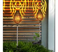 Lampada Solare Luce con Picchetto Esterni LED Rame Acciaio Inox Effetto di 2er