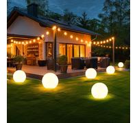 Lampada Solare Luce con Picchetto Esterno Patio Chiodi Sfera Decorativa LED 6er
