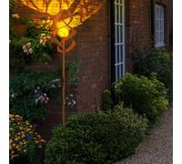Lampada Solare Luce con Picchetto per Esterni LED Giardino Crackle Vetro Ambra
