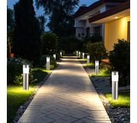 Lampada Solare Luce con Picchetto per Esterni LED Lampione Acciaio Inox 12er Set