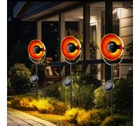 Lampada Solare Luce con Picchetto per Esterni LED Nero Arancione Acciaio 3er Set