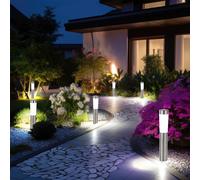 Lampada Solare Luce con Picchetto Piantana LED Acciaio Inox per Esterni 6er Set