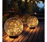 Lampada Solare Luce Da Giardino LED Sfera Decorativa Catena Di Luci Fumè 2x