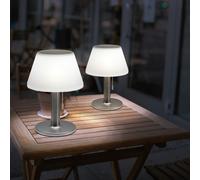 Lampada Solare Luce da Tavolo Esterni LED Bianco Argento Passare Dimmerabile 2er