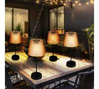 Lampada Solare Luce da Tavolo per Esterni Giardino Balcone Cristalli Ambra LED