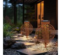 Lampada Solare Luce per Esterni con Picchetto Fiore LED Ruggine Cortile 2er Set