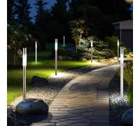 Lampada Solare Luce per Esterni con Picchetto LED Inox Argento Giardino Strada