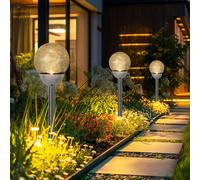Lampada Solare Luce per Esterni da Giardino LED Vetro Rotto Sfera Chiodi H 56 CM