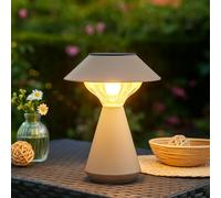 Lampada solare Lampada da tavolo Lampada da esterno color sabbia Lampada da giardino a LED Lampada da balcone, acciaio inox, LED 3000K bianco caldo, H 23 cm