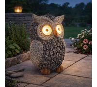 Lampada Solare Luce per Esterni Gufo Scultura Similpietra LED Animale Giardino