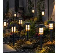 Lampada Solare Luce per Esterni Patio Fiaccola Flammeneffekt Chiodi LED 9er Set