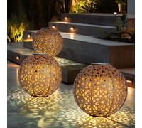 Lampada Solare Luce Sferica per Esterni LED Chiodi Modello di Fiore Metallo