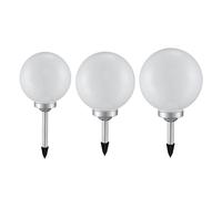 Lampada solare luce solare a innesto lampada da giardino lampada a sfera terrazza, batteria ricaricabile IP44 picchetto di terra, bianco argento, LED bianco caldo, set di 3
