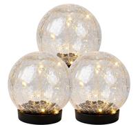 Lampada solare Luce solare Decorazione del balcone Vetro craquelé bianco caldo LED D 12 cm Set di 3