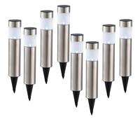 Lampada solare, luce solare, luce a spina, lampada da giardino, luce da sentiero, batteria resistente alle intemperie, picchetto in acciaio inossidabile, nero, LED bianco caldo, DxH 6,3x28 cm