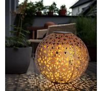 Lampada solare, luce solare per esterno, decorazione da giardino, palla, solare, ruggine, picchetto, decorazione floreale, metallo, LED bianco caldo, D 20 cm