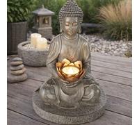 Lampada Solare Luci Decorative Esterni IP44 Buddha Figura Batteria Grigio LED H