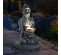 Lampada Solare Luci Decorative Esterni IP44 Buddha Figura Batteria Grigio LED H