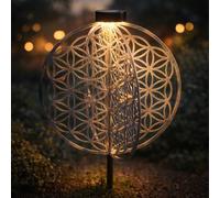 Lampada Solare Luci Esterni da Giardino Chiodi Anello Argento LED H 51 CM