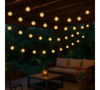 Lampada solare lucine nere luce esterna Lampada decorativa a LED da patio, palline batteria resistente alle intemperie 6-8m, 40 palline LED 2700K bianco caldo, DxL 1,8x280 cm