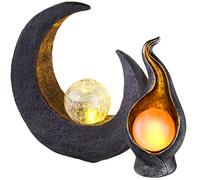 Lampada solare luna marrone/nera lampada da esterno scultura solare lampada solare fiamma oro argento, sfera luminosa, lampadine a LED, set di 2