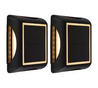 Lampada solare nera da esterno lampada da parete lampada da giardino faretto a terra picchetto a terra, dimmer a 3 stadi, plastica alluminio, 1x LED bianco caldo, LxLxH 14x14x3,6 cm, set di 2