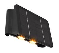 Lampada solare nera luce esterna balcone lampada da parete moderna angolare lampada da giardino batteria casa parete resistente alle intemperie, plastica, 1x LED 40lm 3000K, LxLxH 17x10.8x6.4 cm