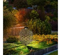 Lampada Solare per Esterni a Spiedo da Giardino Chiodi Anello Fiore Argento LED
