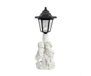 Lampada solare per esterni con statua di coppia che si baciano in resina, montata su una colonna esagonale, per illuminazione da giardino e prato