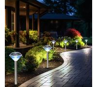 Lampada Solare per Esterni da Giardino LED Diamante Patio Acciaio Inox 6er Set
