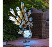 Lampada Solare per Esterni Decorazione Giardino Animale Pavone LED Rame Pietre