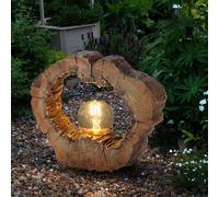 Lampada Solare per Esterni Disco Albero Simil Legno Braun Bianco Caldo 1x LED