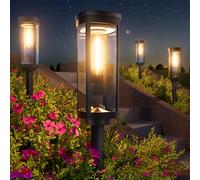 Lampada solare per esterni, giardino, 8 pezzi, luce solare esterna con luce calda, IP65, impermeabile, illuminazione esterna solare per percorsi, decorazione giardino esterno